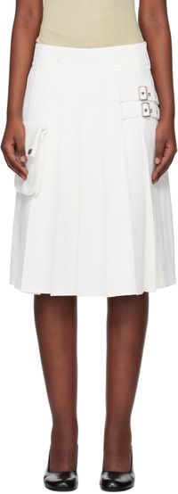 OPEN YY White Pleated Cargo Pocket Kilt Midi Skirt