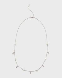 18K White Gold 8.5mm White Akoya Pearl and Diamond Necklace, 18"L