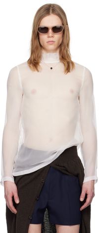 Dries Van Noten Col roulé transparent blanc