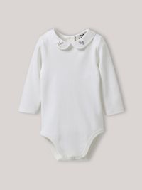 Cyrillus - Body col brodé en coton biologique - Taille 18M - Blanc