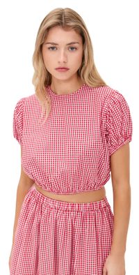 Playa Lucila Crew Top Red Gingham S
