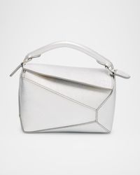 Puzzle Edge Mini Top-Handle Bag in Metallic Leather