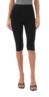 The Elder Statesman Cashmere Rib Knit Capri Pants Black S