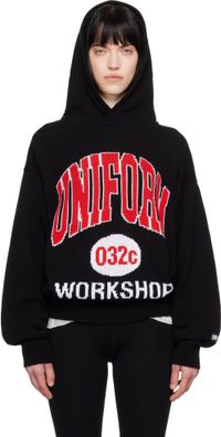 032c Black Lucky Strike Knit Hoodie