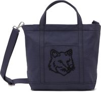Maison Kitsuné Petit cabas bleu marine à logo de renard