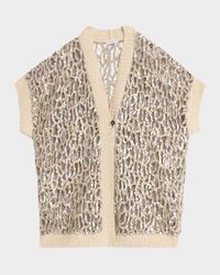 Abstract Net Sequined Knit Opera Cardigan