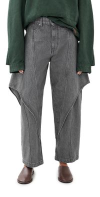 JW Anderson Cropped Sculptural Jeans Light Grey 28