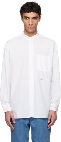 nanamica Chemise Wind blanc cassé à col officier - ONE OCEAN, ALL LANDS