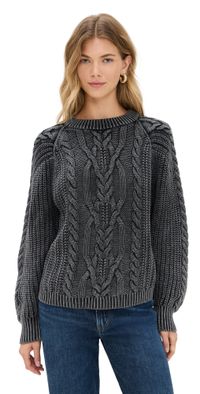 Free People Frankie Cable Pullover Buttercream XL