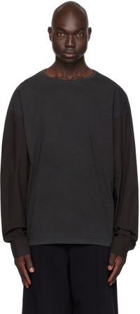 MM6 Maison Margiela Gray Paneled Long Sleeve T-Shirt