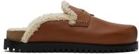 Versace Tan Shearling Medusa Mules