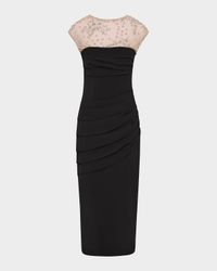 Dottie Floral Crystal Sheer Draped Dress