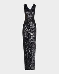 Sequined Cowl-Neck Backless Gown