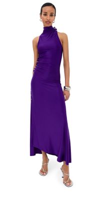 rabanne Draped Jersey Dress Violet 40