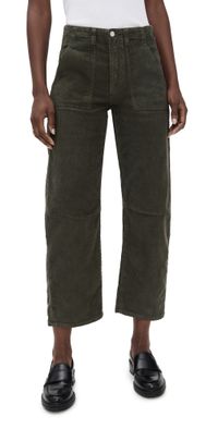 LE JEAN Corduroy Utility Soft Barrel Jeans Forest 28