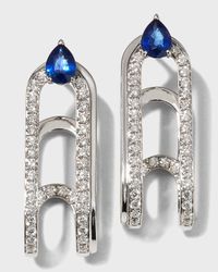 White Gold Sapphire and Diamond Earrings