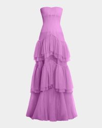 Strapless Ruffle Tiered Corset Gown