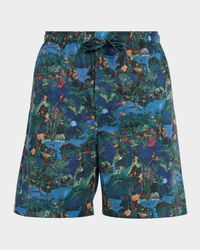 Men's Cotton Batiste Jungle Print Lounge Shorts