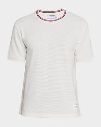 Men's Stripe-Neck Trim Waffle Knit T-Shirt