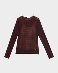 Shadow Grid Long-Sleeve Top