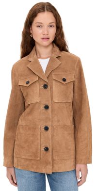 Madewell Long Chore Blazer in Suede Aged Cognac XXS