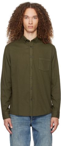 Sunspel Khaki Button-Down Shirt