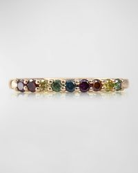 14K Multihued Gem and Diamond Stack Ring