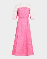 Cassie Colorblock Circular Striped Midi Dress