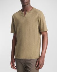 Men's Split-Neck Slub Cotton T-Shirt