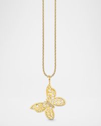 14K Icon Wallpaper Butterfly Charm on Heavy Tiffany Chain Necklace