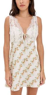 Free People Countryside Printed Mini Dress Ivory Combo M