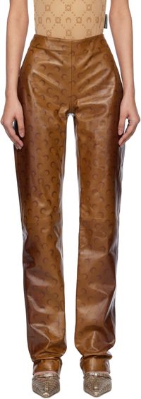 Marine Serre Brown Moon Airbrushed Leather Pants
