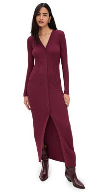 STAUD Maxi Shoko Sweater Dress Crimson L