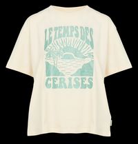 Le Temps Des Cerises - Tee-shirt droit col rond sérigraphié en coton - Taille XL - Blanc