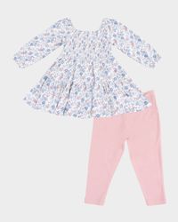 Girl's Country Girl Floral Cap-Sleeve Dress & Bamboo Leggings Set, Size 6M-3