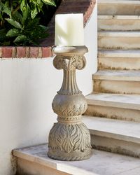 24" Outdoor Cast Stone Floor Candlestick