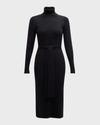 Logan Turtleneck Tie-Front Midi Dress