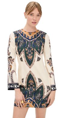 Veronica Beard Long Sleeve Cromwell Dress Ecru Multi 4