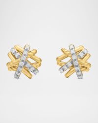 Crossover Earrings with Diamonds in 18K Gold, 11mm