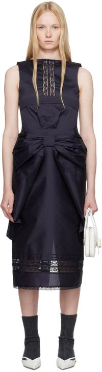 SHUSHU/TONG Navy Big Bow Midi Dress