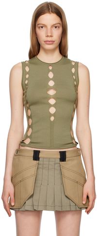 Dion Lee Khaki Snake Diamond Tank Top