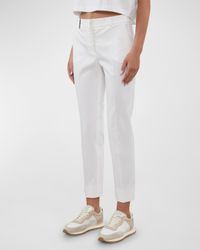 Cropped Side-Slit Cigarette Pants