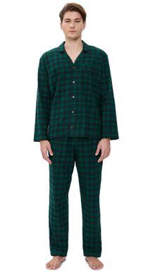 Eberjey Flannel Long PJ Set Blackwatch Tartan Rainforest L