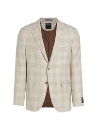 Men's Prince Of Wales Plaid Wool-Blend Blazer - Cream - Size 50