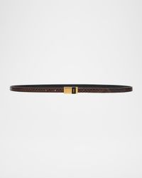 YSL Buckled Python Skinny Belt