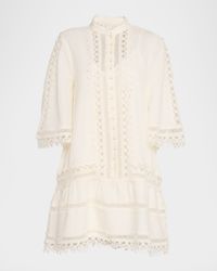 Goldie Lace-Trim Flounce Mini Shift Dress
