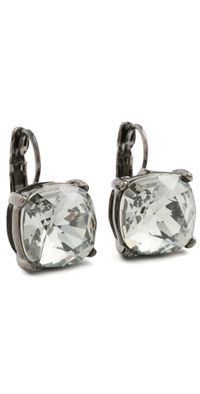Kenneth Jay Lane Diamond Faceted Square Stone Earrings Black Diamond One Size