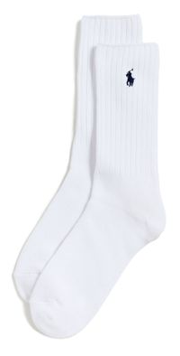 Polo Ralph Lauren Cotton Rib Crew Socks White 10-13