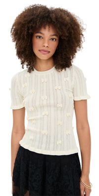 Sea Alberta Pearl Short Sleeve Knit Top Cream XXS