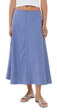 Brandon Maxwell The Knox Low Slung Circle Skirt Navy Stripe 2